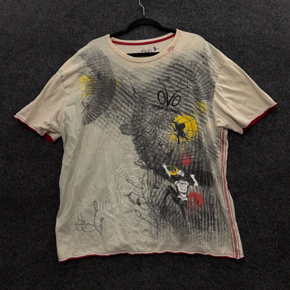 Cirque du Soleil OVO Limited Edition Graphic T-Shirt Mens XXL Beige Red Stitch